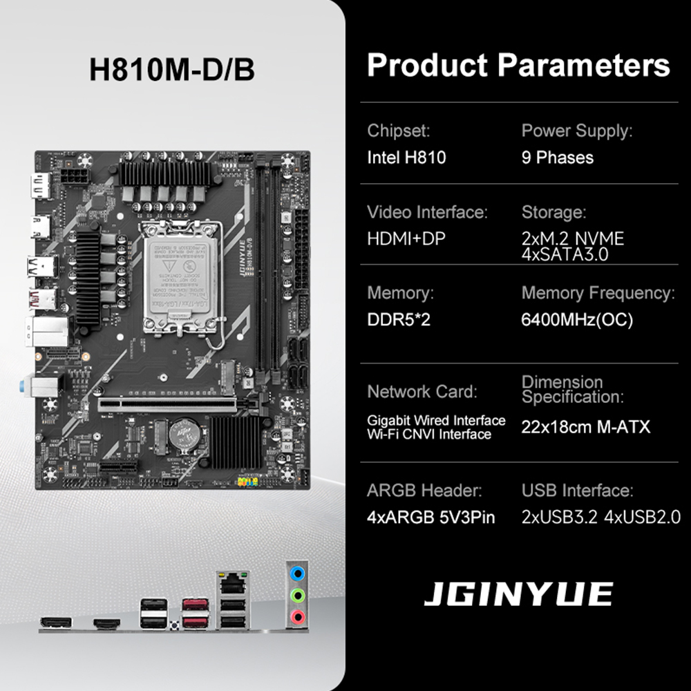 JGINYUE H810 Motherboard Intel - đánh giá và giá Ddr5 64Gb