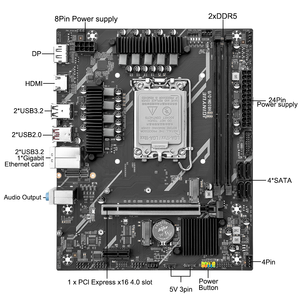 JGINYUE H810 Motherboard Intel - đánh giá và giá Ddr5 64Gb